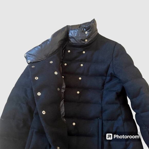 Marella Sport Wool Puffer Coat Black Padded Jacket Warm Winter Wear High Collar - Picture 4 of 7
